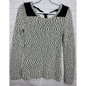 Maurices Sweater Womens black white‎ metallic long sleeve back tie sz S